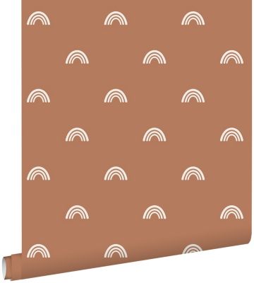ESTAhome papier peint arcs en ciel terracotta et blanc 50 x 900 cm