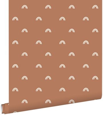 ESTAhome papier peint arcs en ciel terracotta et blanc 50 x 900 cm