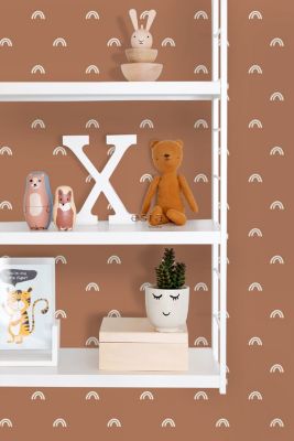 ESTAhome papier peint arcs en ciel terracotta et blanc 50 x 900 cm