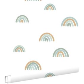 ESTAhome papier peint arcs en ciel vert menthe grisé et bleu gris - 0,53 x 10,05 m - 139254