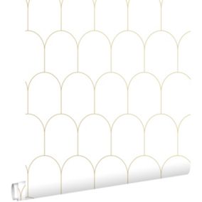 ESTAhome papier peint art déco blanc et or - 0,53 x 10,05 m - 139139