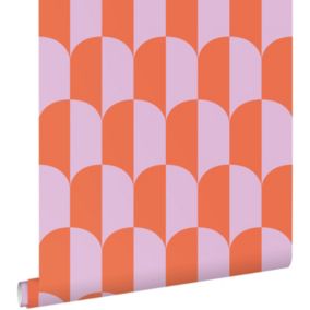 ESTAhome papier peint art déco lilas violet et orange - 50 x 900 cm - 139982