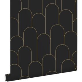 ESTAhome papier peint art déco noir et or - 50 x 900 cm - 139658