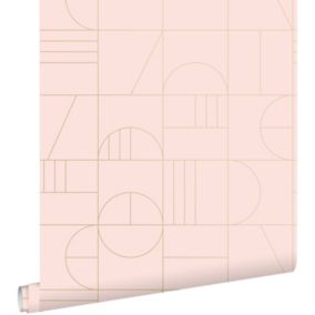 ESTAhome papier peint art déco rose clair et or - 0,53 x 10,05 m - 139207