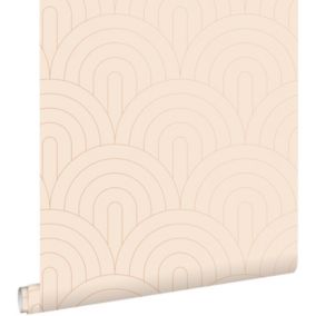 ESTAhome papier peint art déco rose pêche clair et or rose - 0,53 x 10,05 m - 139216