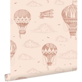 ESTAhome papier peint ballons à air chaud rose terracotta - 50 x 900 cm - 139717