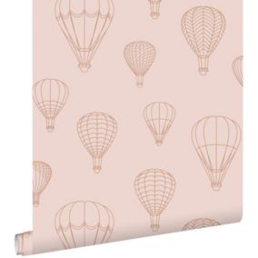 ESTAhome papier peint ballons à air chaud rose terracotta - 50 x 900 cm - 139720