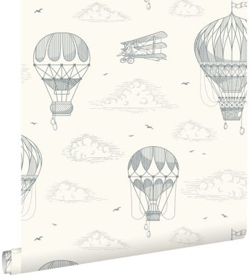 ESTAhome papier peint ballons à air chaud vieux blanc 50 x 900 cm
