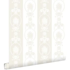 ESTAhome papier peint baroque blanc et argent - 53 cm x 10,05 m - 136846