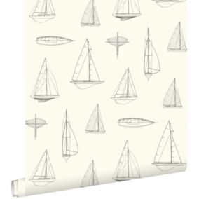 ESTAhome papier peint bateaux beige - 53 cm x 10,05 m - 136430