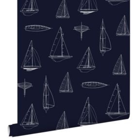 ESTAhome papier peint bateaux bleu marine - 53 cm x 10,05 m - 136428