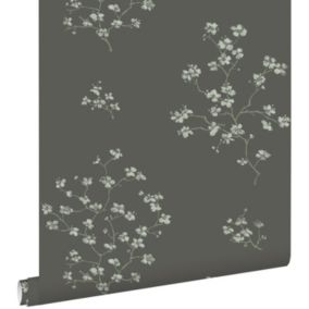 ESTAhome papier peint branches de fleurs noir - 0,53 x 10,05 m - 148737