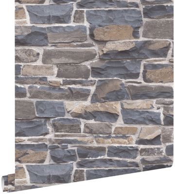 ESTAhome papier peint brique bleu et marron - 53 cm x 10,05 m - 138520