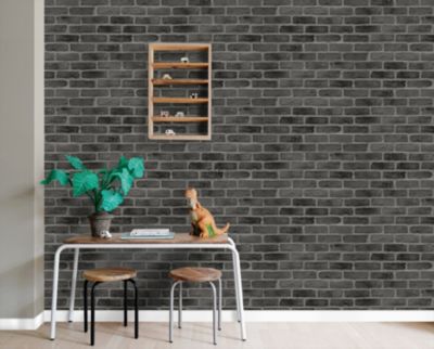ESTAhome papier peint brique noir - 0,53 x 10,05 m - 139138
