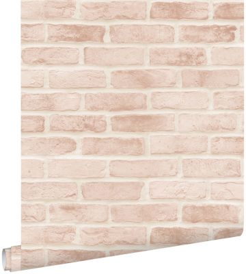 ESTAhome papier peint brique rose pêche clair 53 cm x 10.05 m