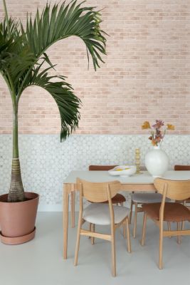 ESTAhome papier peint brique rose pêche clair 53 cm x 10.05 m