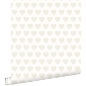 ESTAhome papier peint cœurs blanc et argent - 53 cm x 10,05 m - 136811