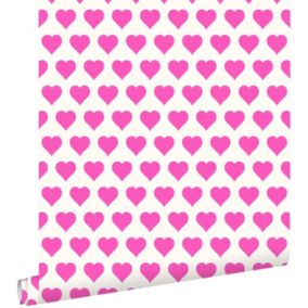 ESTAhome papier peint cœurs rose et blanc - 53 cm x 10,05 m - 136812