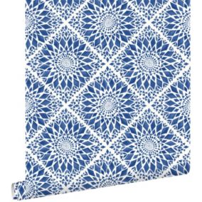 ESTAhome papier peint carreaux de ciment bleu foncé - 53 cm x 10,05 m - 148612