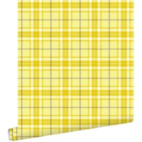 ESTAhome papier peint à carreaux jaune - 53 cm x 10,05 m - 137729
