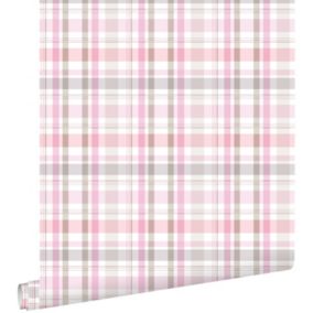 ESTAhome papier peint à carreaux rose clair - 53 cm x 10,05 m - 138824