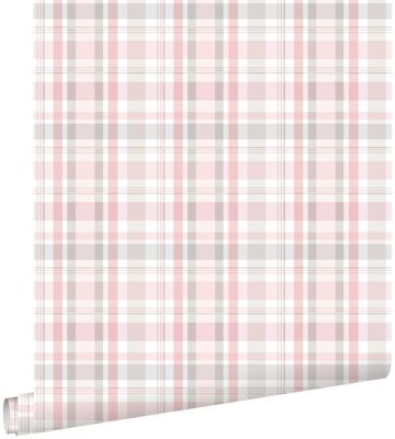 ESTAhome papier peint à carreaux rose clair 53 cm x 10.05 m