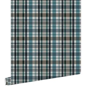 ESTAhome papier peint à carreaux vert foncé et noir - 53 cm x 10,05 m - 138822