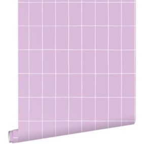 ESTAhome papier peint carrelage lilas violet et blanc - 50 x 900 cm - 139961