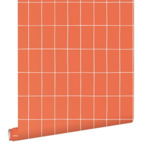 ESTAhome papier peint carrelage orange et blanc - 50 x 900 cm - 139963