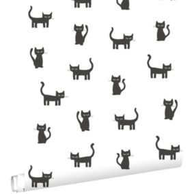 ESTAhome papier peint chatons noir et blanc - 53 cm x 10,05 m - 138928