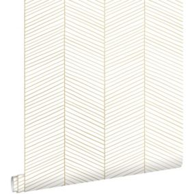 ESTAhome papier peint chevron blanc et or - 0,53 x 10,05 m - 139135