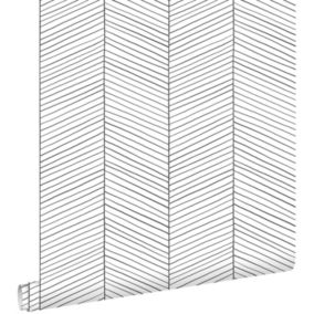 ESTAhome papier peint chevron noir et blanc - 0,53 x 10,05 m - 139106