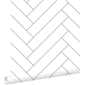 ESTAhome papier peint chevron noir et blanc - 0,53 x 10,05 m - 139219