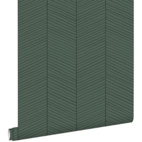 ESTAhome papier peint chevron vert et noir - 0,53 x 10,05 m - 139307