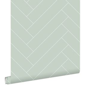 ESTAhome papier peint chevron vert menthe et blanc - 0,53 x 10,05 m - 139221