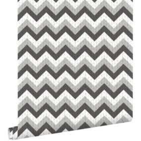 ESTAhome papier peint chevrons noir et gris - 53 cm x 10,05 m - 138138