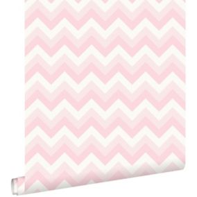 ESTAhome papier peint chevrons rose clair et blanc - 53 cm x 10,05 m - 138709