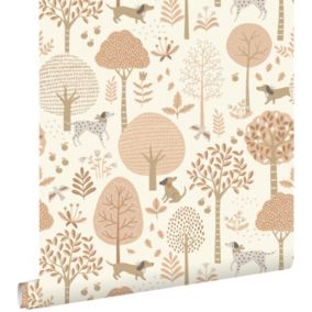 ESTAhome papier peint chiens beige et rose clair - 0.53 x 10.05 m - 139710