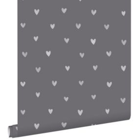 ESTAhome papier peint coeurs gris foncé - 0,53 x 10,05 m - 128832