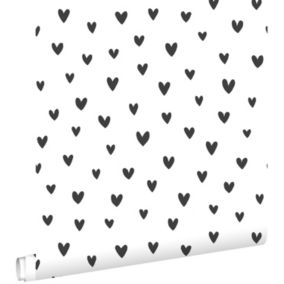 ESTAhome papier peint coeurs noir et blanc - 50 x 900 cm - 139361