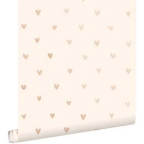 ESTAhome papier peint coeurs or brillant et beige - 0,53 x 10,05 m - 138865