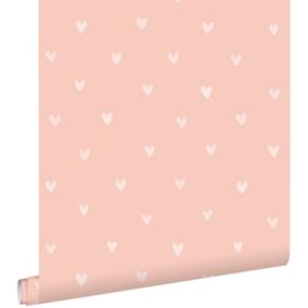 ESTAhome papier peint coeurs rose pêche - 0,53 x 10,05 m - 128831