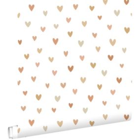 ESTAhome papier peint coeurs terracotta et beige - 0.53 x 10.05 m - 139755