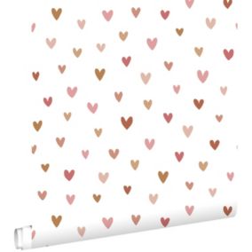 ESTAhome papier peint coeurs terracotta et rose - 0,53 x 10,05 m - 139360