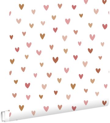 ESTAhome papier peint coeurs terracotta et rose 53 cm x 10.05 m