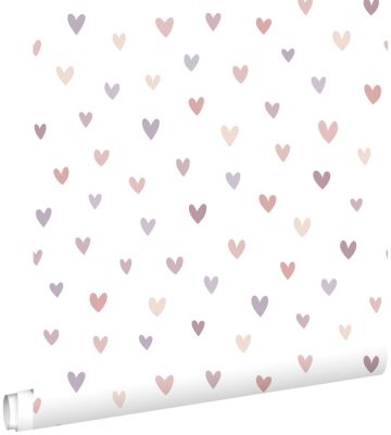 ESTAhome papier peint coeurs terracotta et violet 53 cm x 10.05 m
