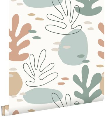 ESTAhome papier peint corail multicolore sur blanc 50 x 900 cm