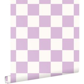 ESTAhome papier peint à damier lilas violet et blanc - 50 x 900 cm - 139997