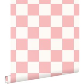 ESTAhome papier peint à damier rose et blanc - 50 x 900 cm - 139998