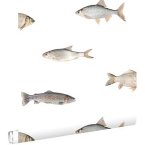 ESTAhome papier peint des poissons gris - 50 x 900 cm - 139362